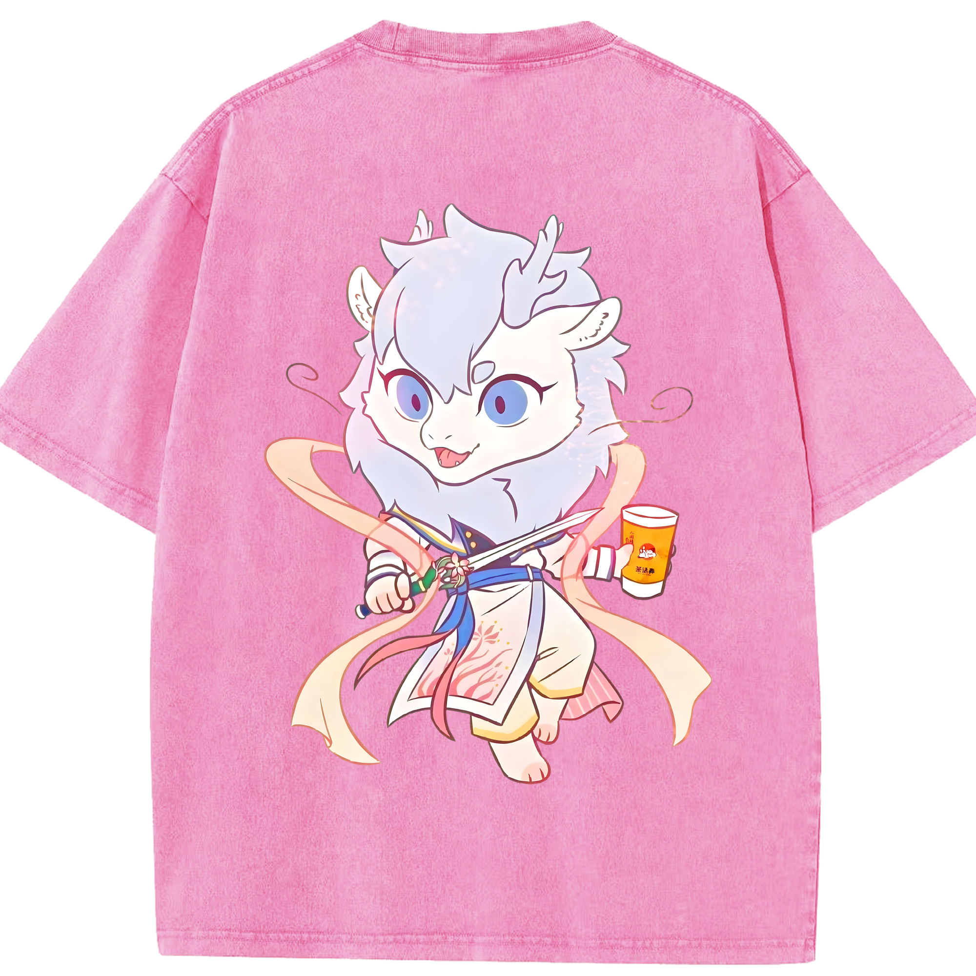 （画像用） Ne Zha 2 ナタ 魔童の大暴れ 綿100% ヴィンテージ風 半袖Tシャツ（背面プリント）